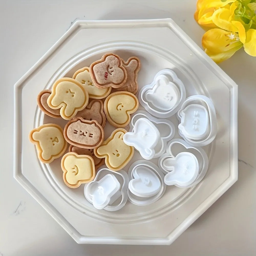 Mini Cartoon Animal Cookie Mold Set for Baking & Fondant - 6 Pcs