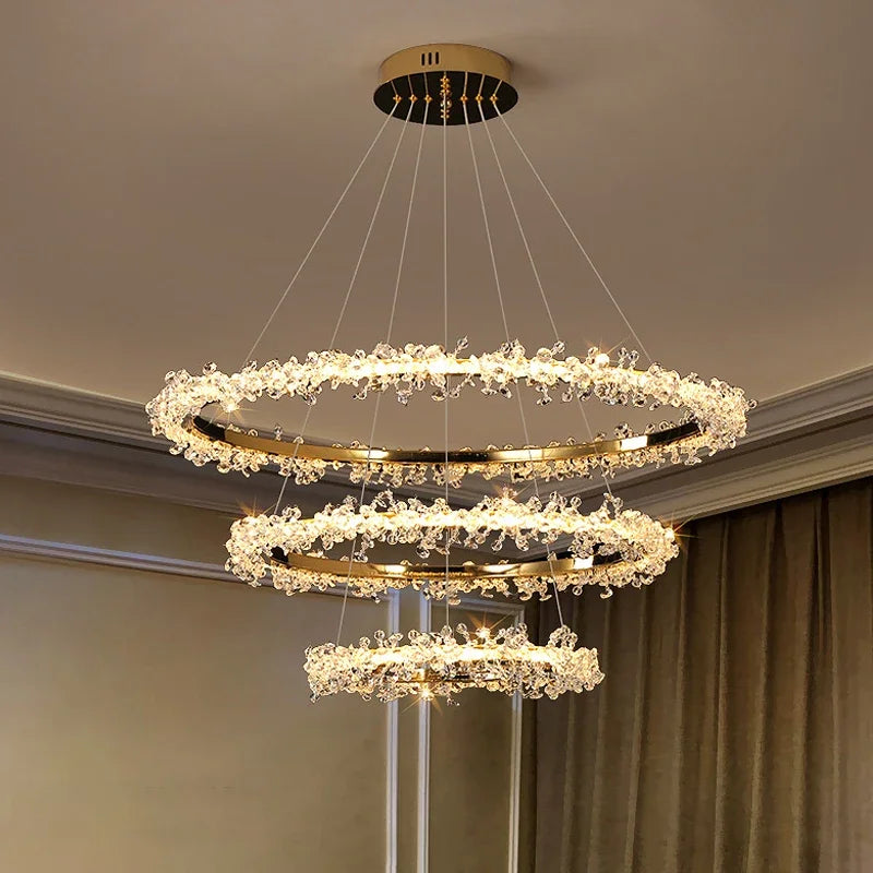 Modern Crystal Pendant Light Fixture for Living Room & Bedroom