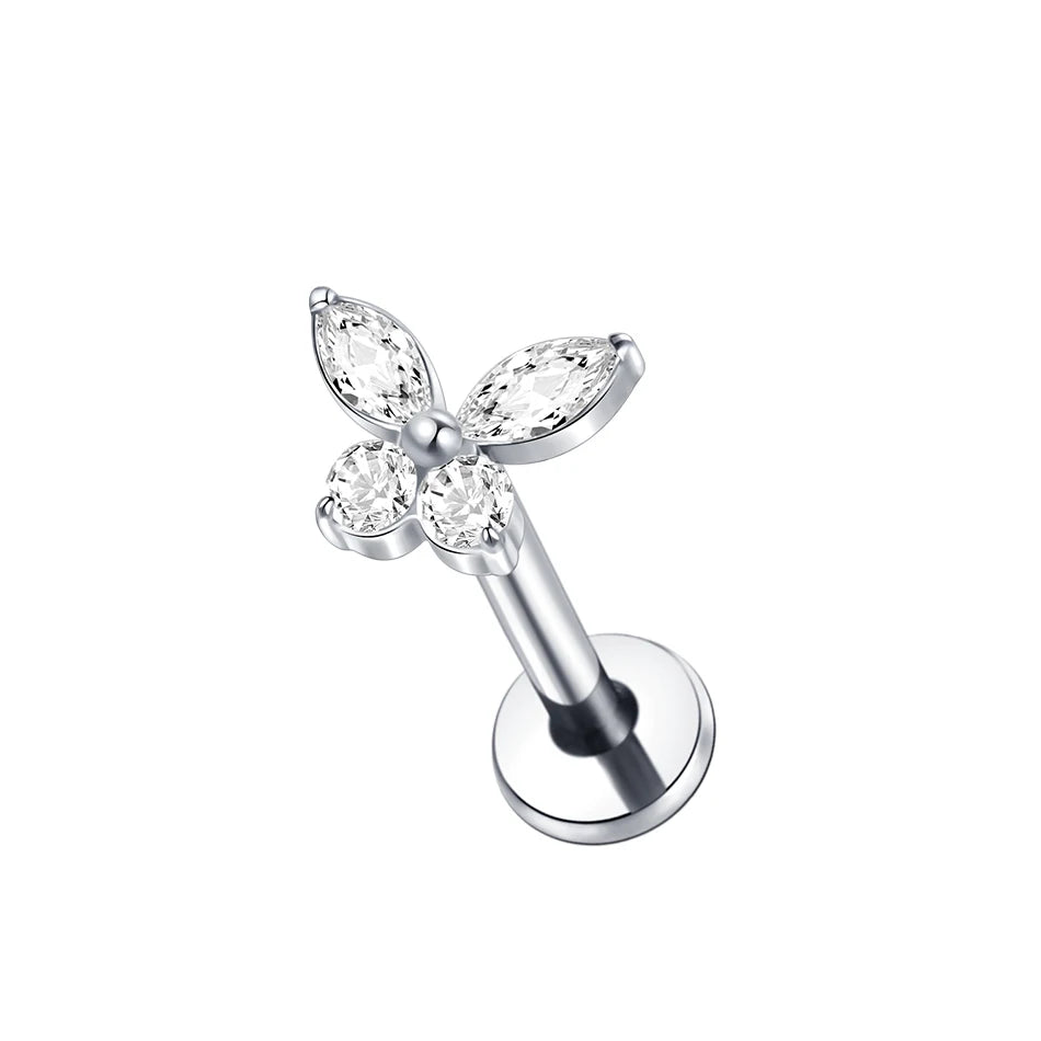 Mini Titanium Labret Tragus Cartilage Earring Set for Women - CZ Body Jewelry