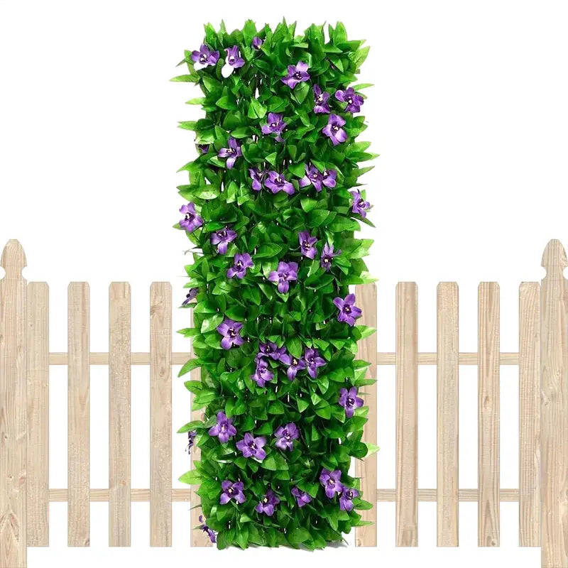 Artificial Privacy Fence Screen with Flower Pattern - Expandable Garden Divider - Outdoor & Balcony Decor