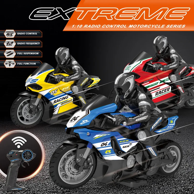 High-Speed RC Motorcycle 1:6 & 1:10 Scale Electric Remote Control Car Drift Bike