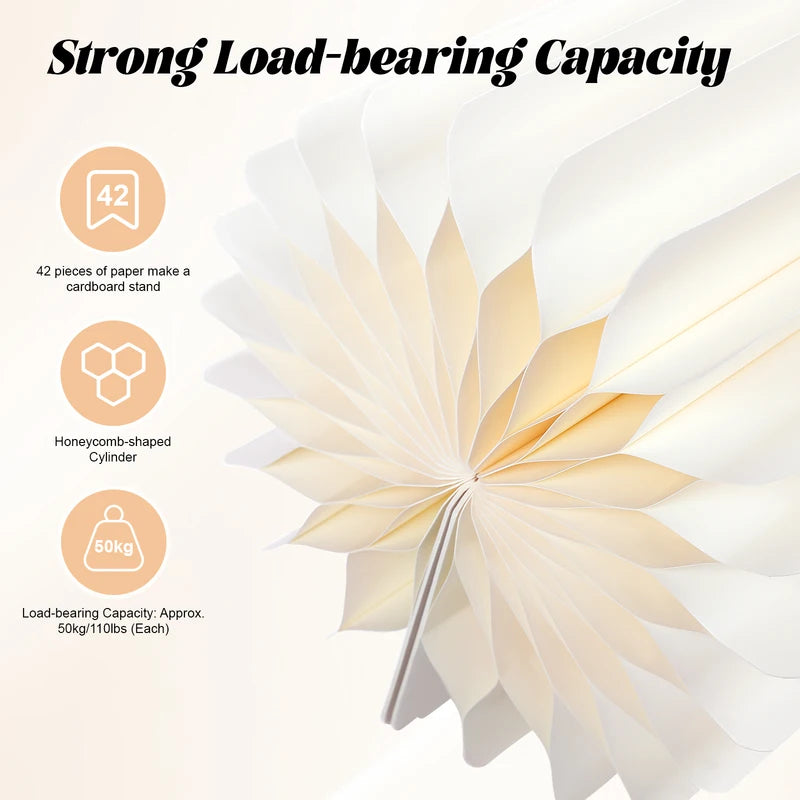 5-Piece Foldable Cardboard Flower Stand Set for Weddings & Parties, Supports 110 lbs