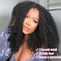 High Density Afro Kink Curly Half Wig - Human Hair Clip-In Wig 3-in-1 Deep Curly Style