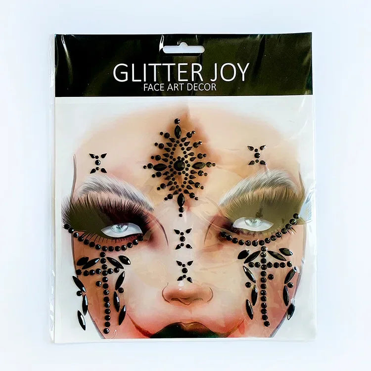 Halloween Clown Horror Face Stickers - 3D Crystal Temporary Tattoos for Cosplay & Party Decor