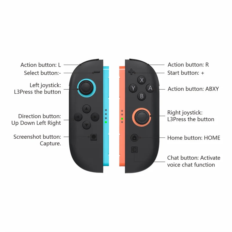 Wireless Joy Con Controller for Nintendo Switch 2 9-Axis Gyro Gamepad - Color Variants