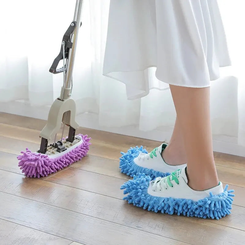 Dust Cleaner Slippers Set - Floor Cleaning Mop Shoes with Chenille Cloth