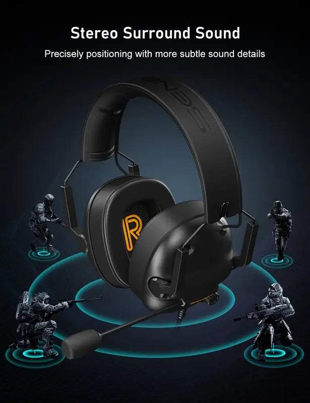 Gaming Headset with Surround Sound & Noise Cancelling Microphone - Lightweight Foldable