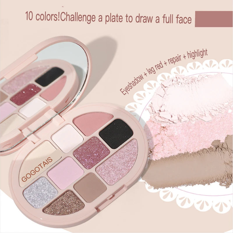 Gogo Dance Lolita Eye Shadow Palette 10 Color Blush Highlighter Kit for Beginners