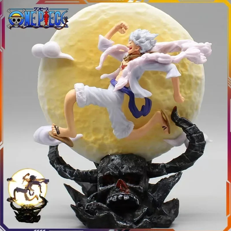 12cm One Piece Anime Action Figure with Moon Light - Luffy Gear 5 PVC Model