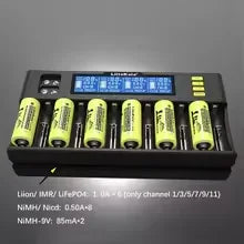 Multifunctional Battery Charger 12 Slot for Li-ion NiMH 9V Batteries - Universal