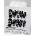 10 Pieces Handmade Dark Mine Series Fake Nail Sets for Dark Spicy Girl Style Nail Art