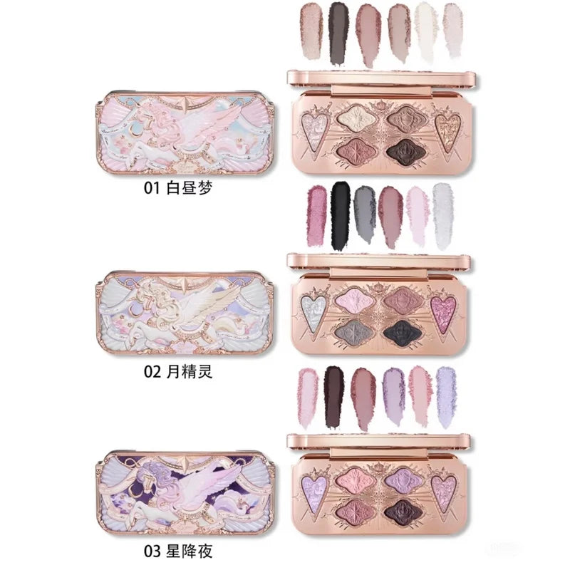 Matte Pearlescent Eyeshadow Palette with Six Color Variants - Long Lasting Glitter Makeup