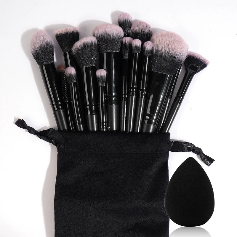 18-Piece Professional Makeup Brush Set with Blender Sponges - Beauty Tools