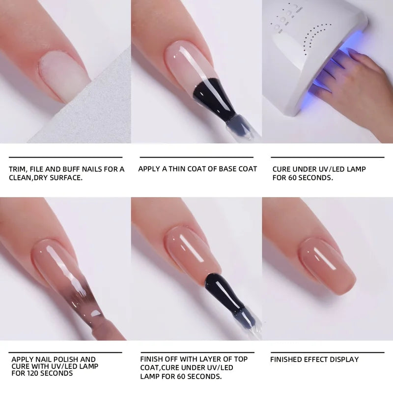 6-Pack 15ML Jelly Ice Peelable Gel Nail Polish Set - Colorful & Nude Shades