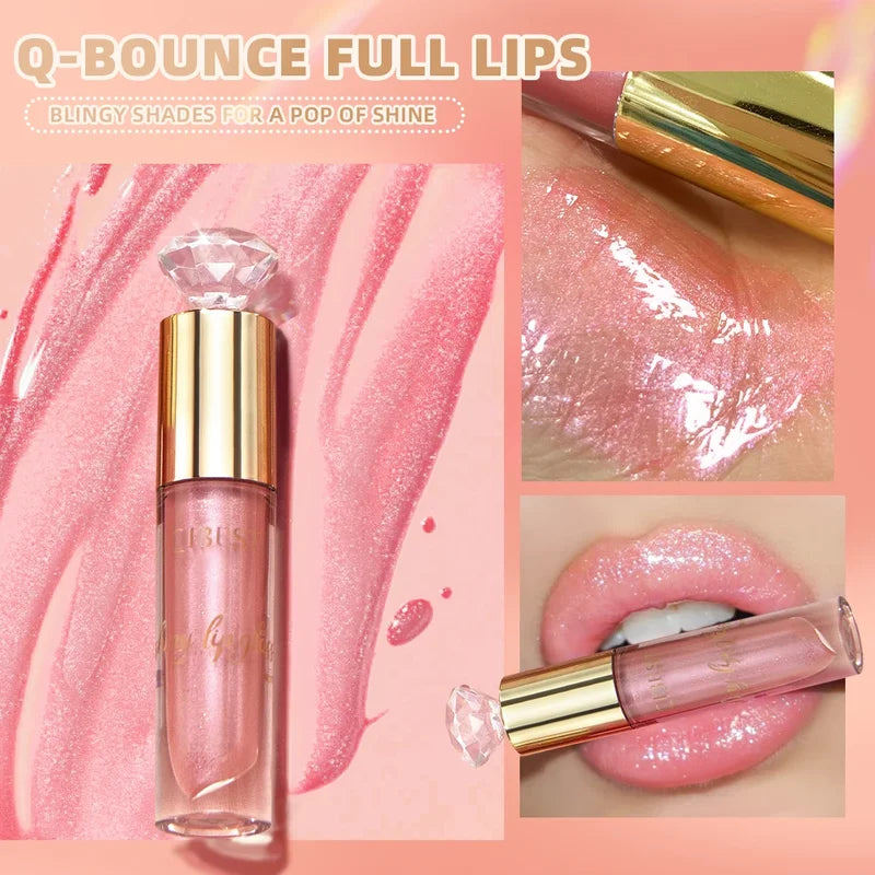Glitter Lip Gloss Long Lasting Moisturizing Lipstick with Diamond Shine