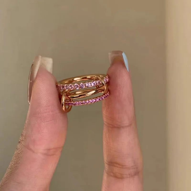 Pink Diamond Gold Ring - Personalized High-End Versatile Jewelry