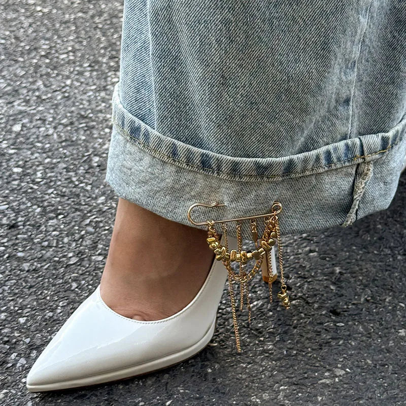 Fashion Irregular Tassel Chain Brooch for Women Multi-Functional Pants Chain Accessory