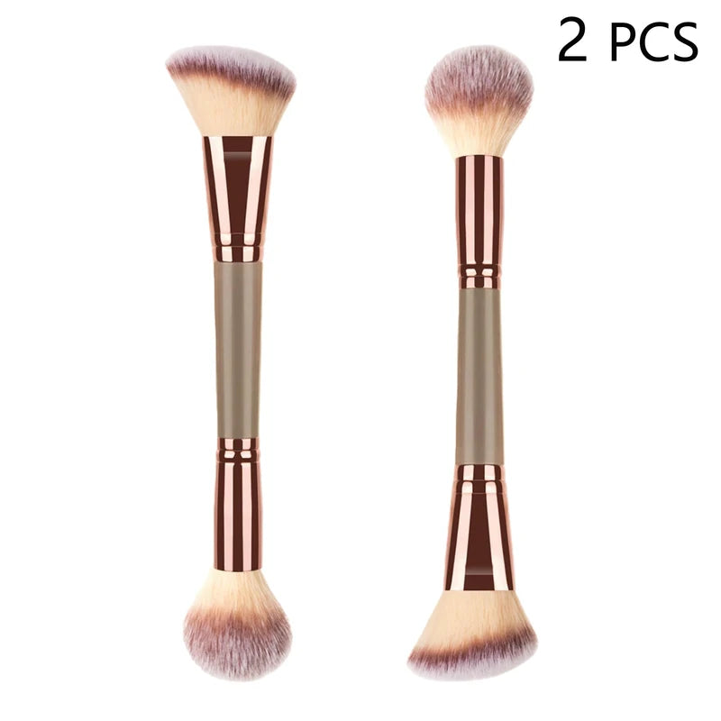 Double-Ended Makeup Brush Set for Liquid Powder and Cream Blending – 2 Pieces