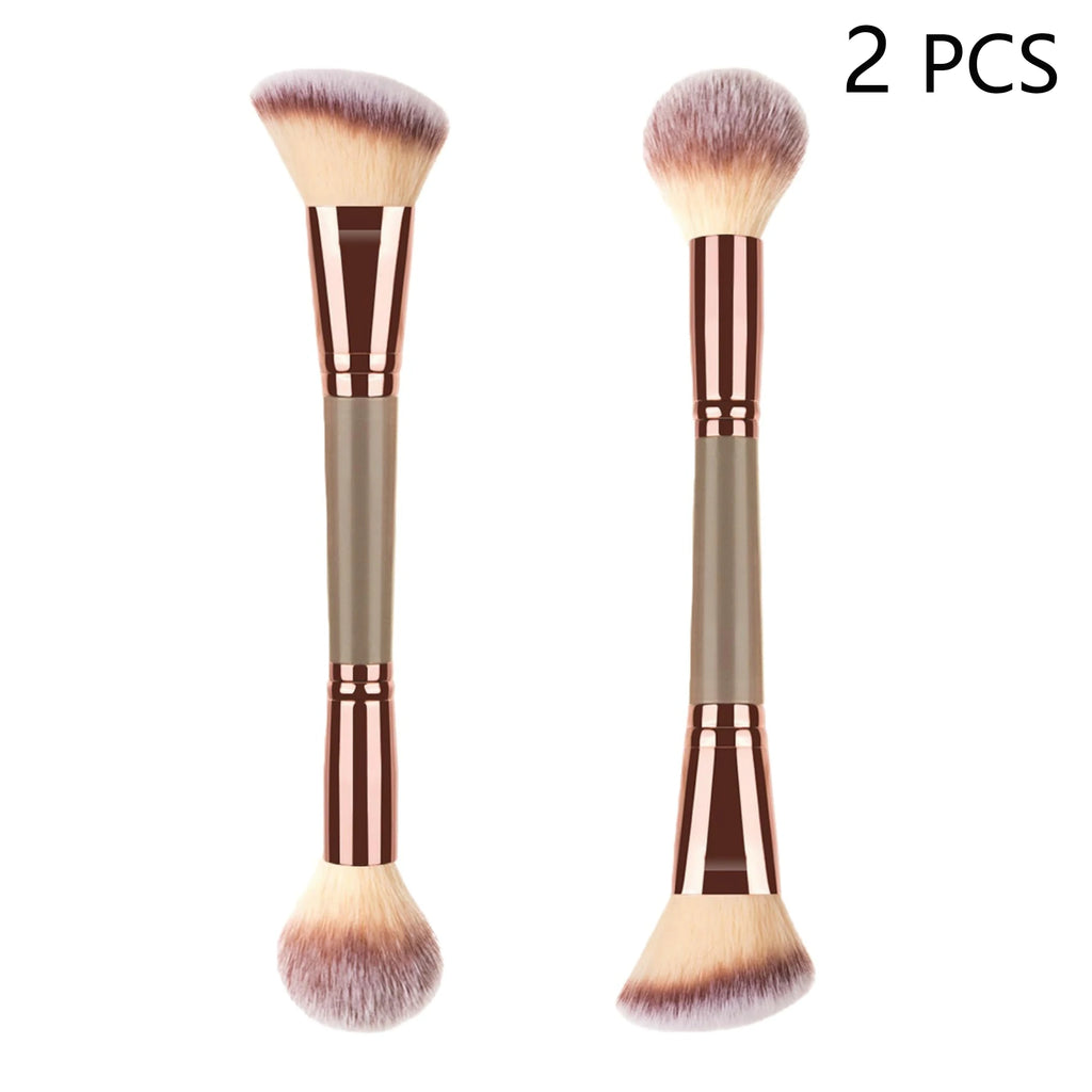 Double-Ended Makeup Brush Set for Liquid Powder and Cream Blending – 2 Pieces