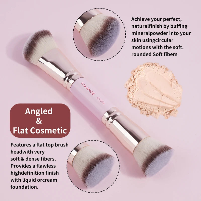 4-Piece Makeup Brush Set with Storage Box - Dual-Ended Foundation & Blush Brushes for Beginners Travel