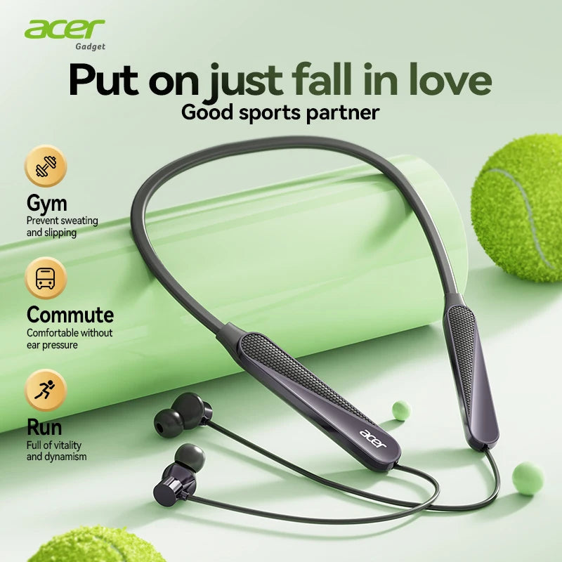 Wireless Bluetooth Headset with Neck Mount for Sports & Calls - HiFi Sound, Noise Reduction, Long Battery Life