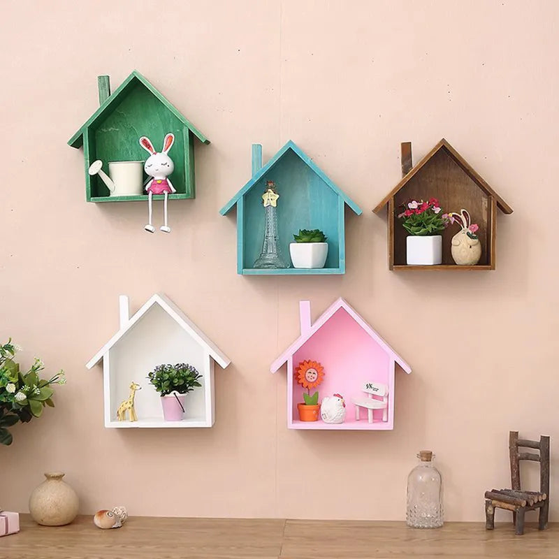 2-Piece Rustic Wooden Wall Shelf Set for Living Room & Bedroom Storage