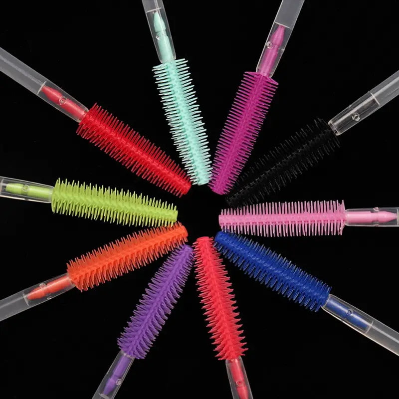 Colorful Disposable Silicone Mascara & Eyebrow Applicator Brush Set - 10Pcs