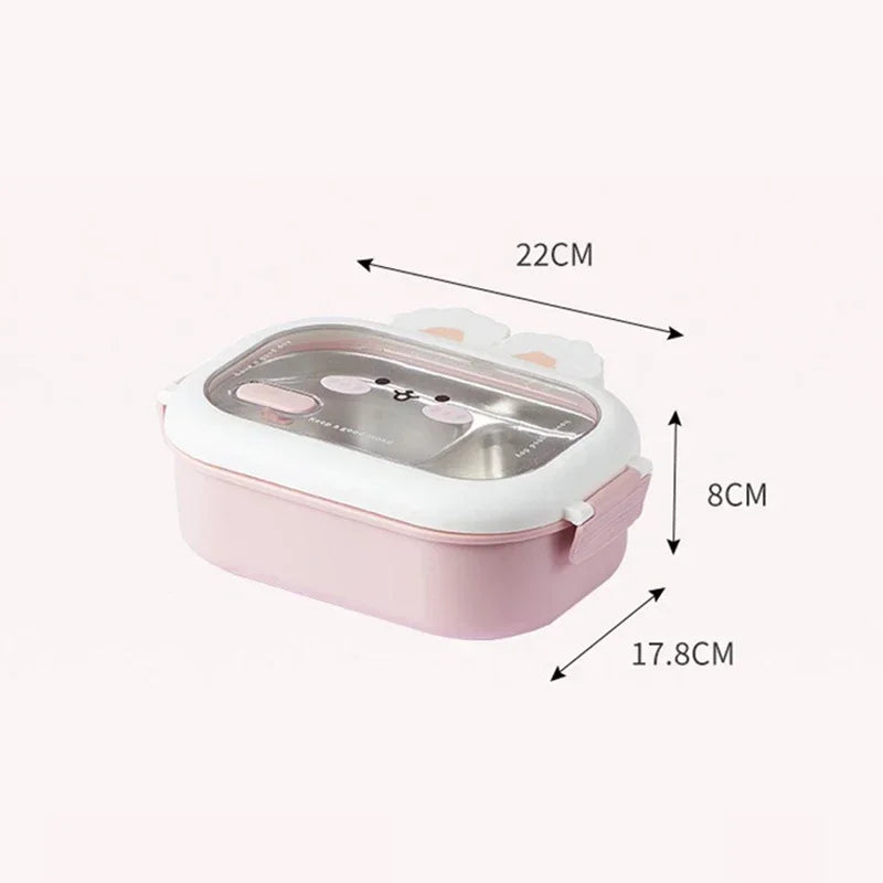 Kids Stainless Steel Bento Lunch Box with Rabbit Design, Portable & Sealed