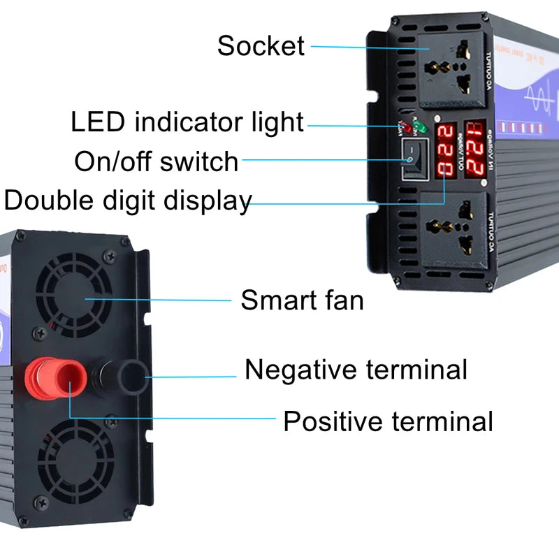 Pure Sine Wave Inverter 3000W 5000W DC to AC Converter for Solar RV Home