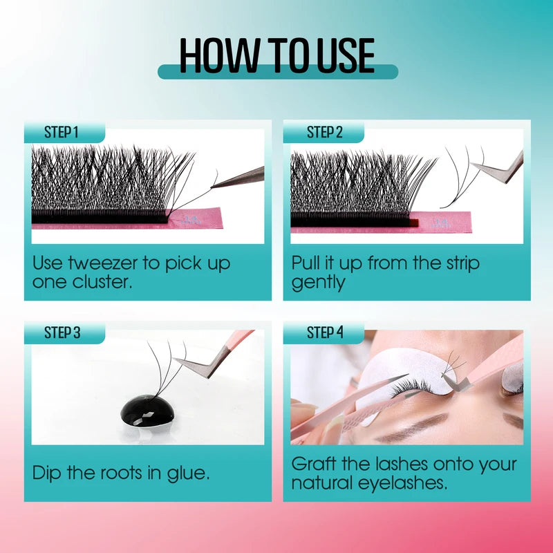 Premade 3D W Shape Eyelash Extensions - Natural Faux Mink Lash Fans, Multiple Sizes & Curls