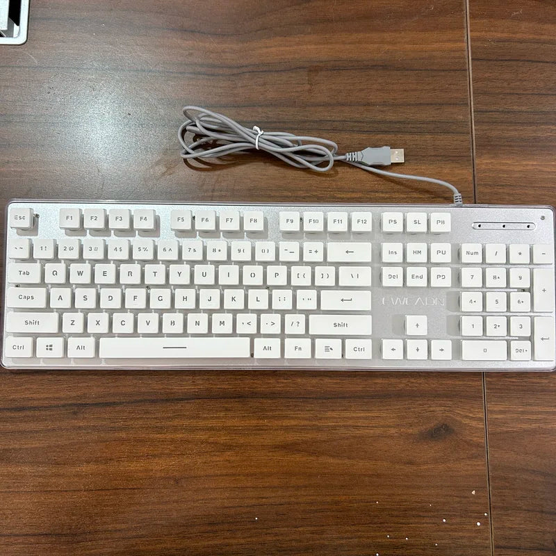 Silent Mechanical Office Keyboard 104 Keys All-Metal Panel Water Drop Keycaps Wired
