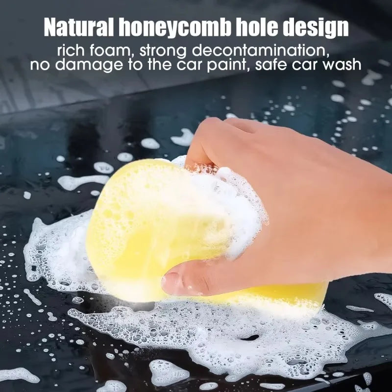 High-Density Car Wash Sponges - Large Honeycomb 8-Shaped Cleaning Accessories