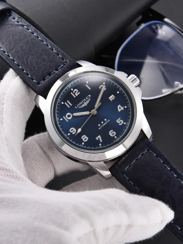 Men's Automatic Mechanical Pilot Watch Waterproof Luminous Leather Strap Classic Business