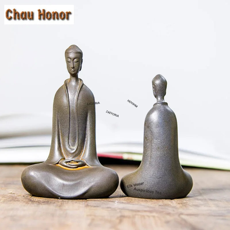 Buddha Figure for Home Decor - Handmade Resin Tea Pet Statue, Zen Sculpture