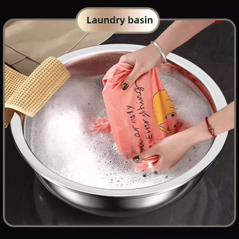 Large Capacity Metal Mixing Bowls Set - Stainless Steel Nesting Salad Bowls for Cooking