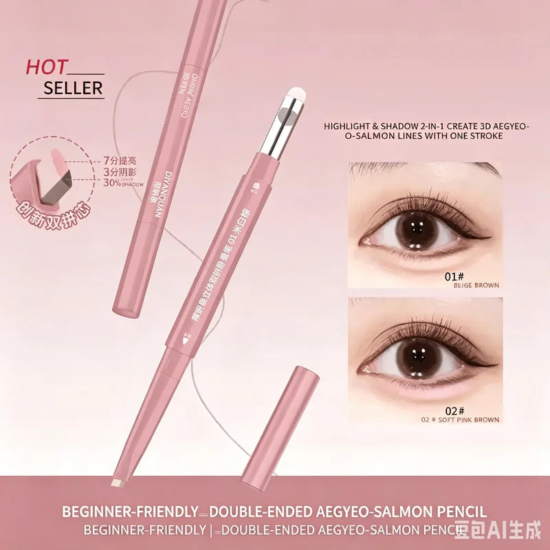 Korean 2-in-1 Eye Contour Pen & Highlighter for Bright, Enlarged Eyes - Waterproof & Smudgeproof