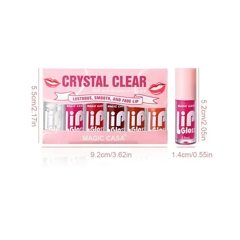 6pcs Lip Hydrating Oil Set - Long-Lasting Moisturizing Lip Gloss & Shimmer