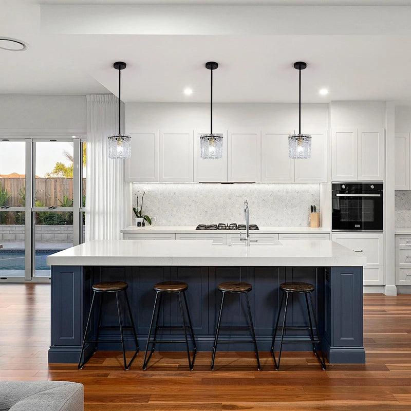 Crystal Glass Pendant Ceiling Light Fixture for Living Room & Bedroom