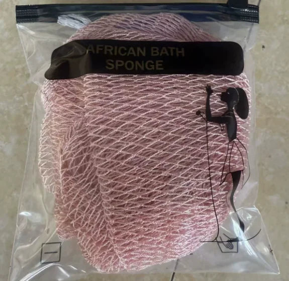 African Net Exfoliating Bath Sponge Deep Cleaning Body Scrubber - Pink, Green, Blue