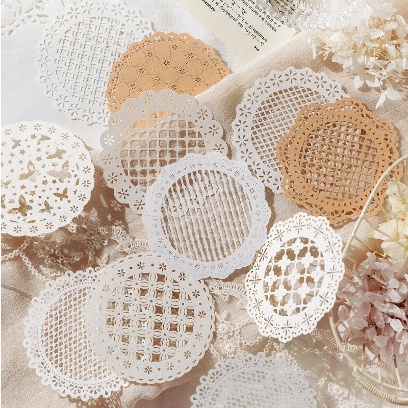 10 Pcs Handmade Lace Paper for Scrapbooking and Art Journals - Craft Supplies