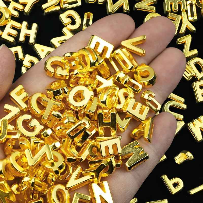 80pcs DIY Jewelry Beads Set - Gold Plated Letter Pendants for Bracelets & Necklaces