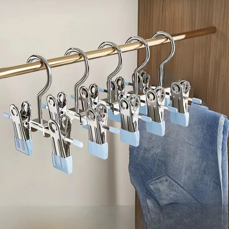 5pcs Stainless Steel Trouser & Shoe Rack Hangers Adjustable Portable Storage