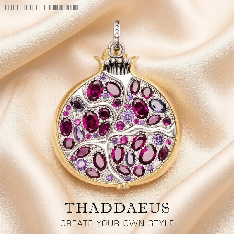 Large Pomegranate Pendant in Sterling Silver - Romantic Gift for Women