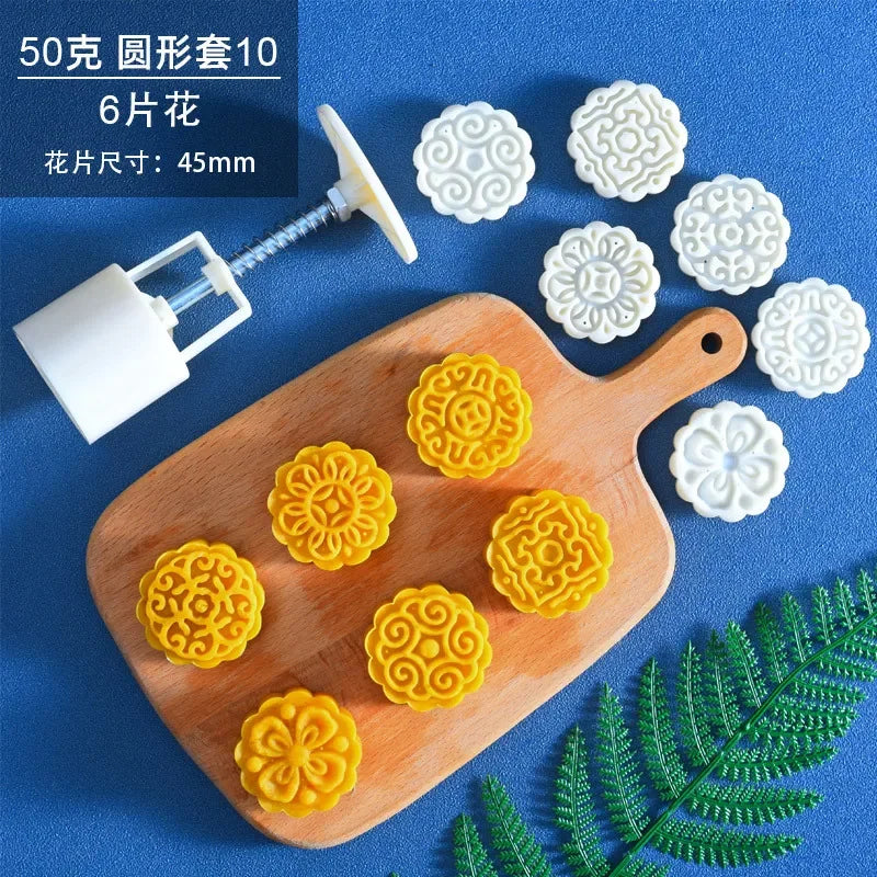 Kitchen Cake Mold for Mooncakes and Desserts - Non-Stick Flower Pattern BPA-Free Food Grade