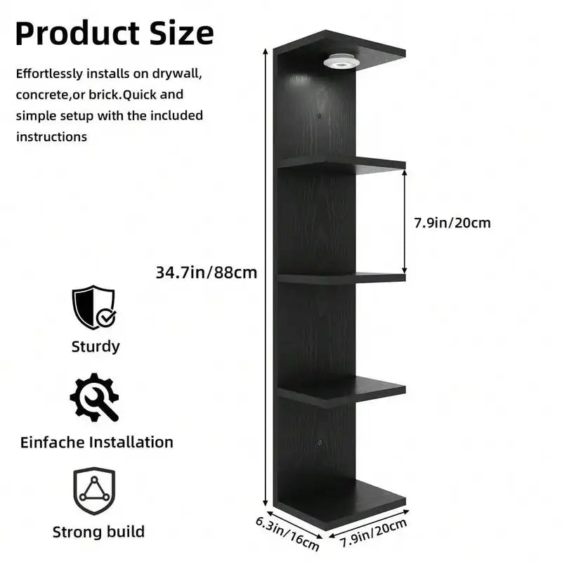 5-Tier Wall Mounted Shelving Unit Floating Shelves for Home & Office Decor