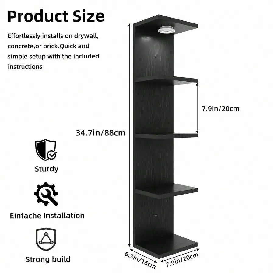 5-Tier Wall Mounted Shelving Unit Floating Shelves for Home & Office Decor