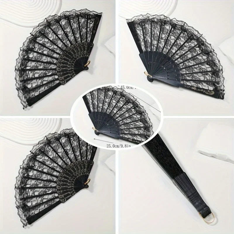European Style Foldable Hand Fan with Floral Design for Weddings & Events