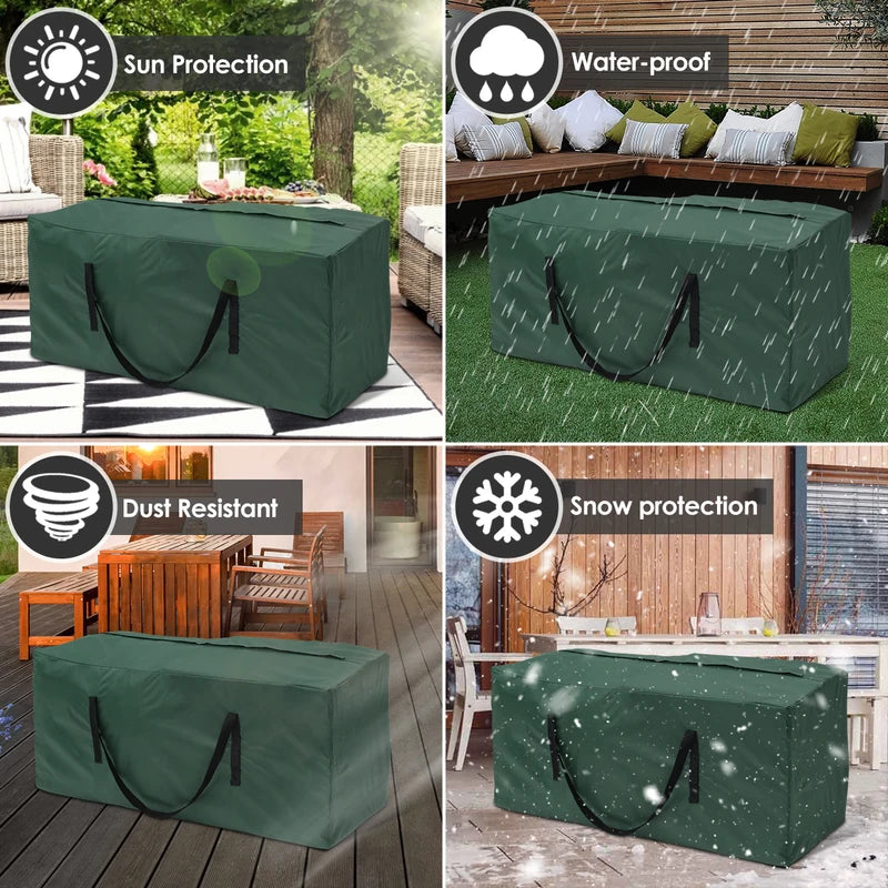 Large Capacity Waterproof Cushion Storage Bag - Outdoor Furniture Cover with UV Protection