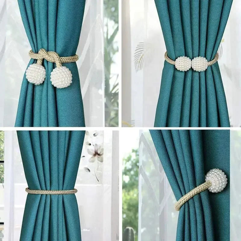 Pearl Magnetic Curtain Holders Tie Back Clips for Elegant Home Decor