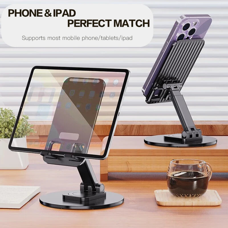 Universal Phone Stand with 360° Rotation and Non-Slip Metal Base for Smartphones